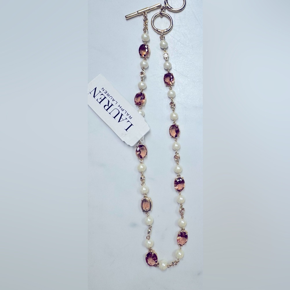 NWT Ralph Lauren - Stone & Pearl Toggle Necklace. - Picture 5 of 6